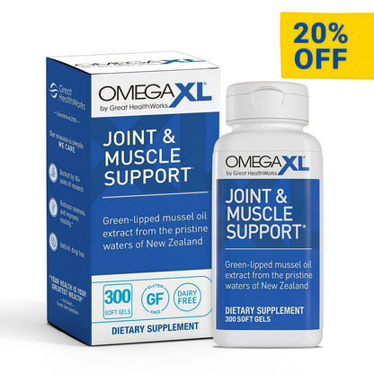 OmegaXL Joint Support Supplement - Natural Muscle Support, Green Lipped Mussel Oil, Soft Gel Pills, Drug-Free, 300 Count